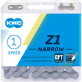 KMC Z1 Narrow EPT 1s Kette 112 Glieder silber - langlebige Singlespeed-Kette