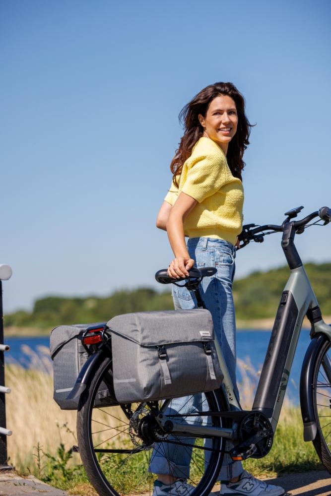 New Looxs Doppelpacktasche Mondi Joy Double Nima 2x18L Grey - stilvolle Fahrrad-Gepäckträgertasche