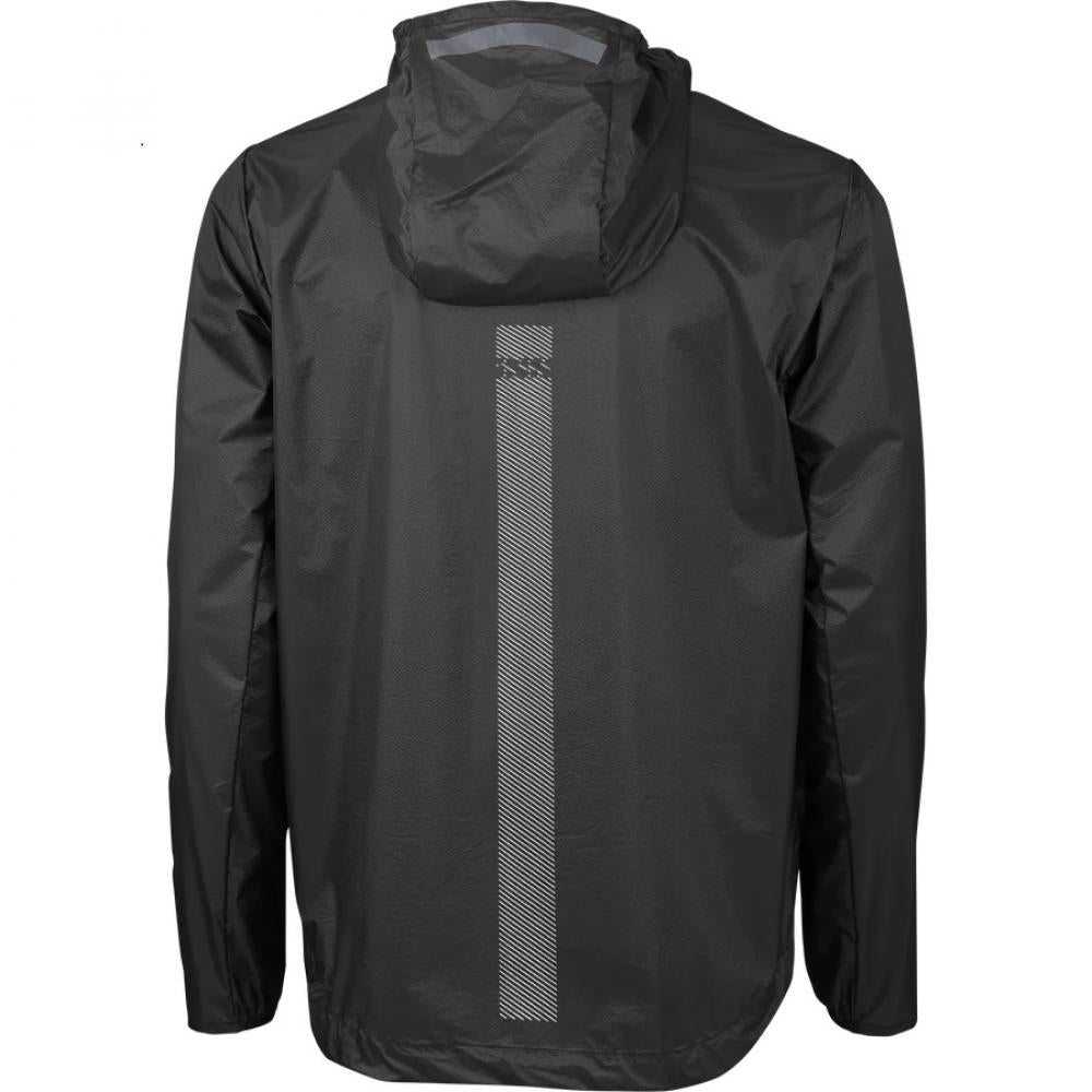 IXS Flow Windbreaker Wetterschutzjacke anthrazit, ultraleicht, mit Reflektorstreifen am Rücken.
