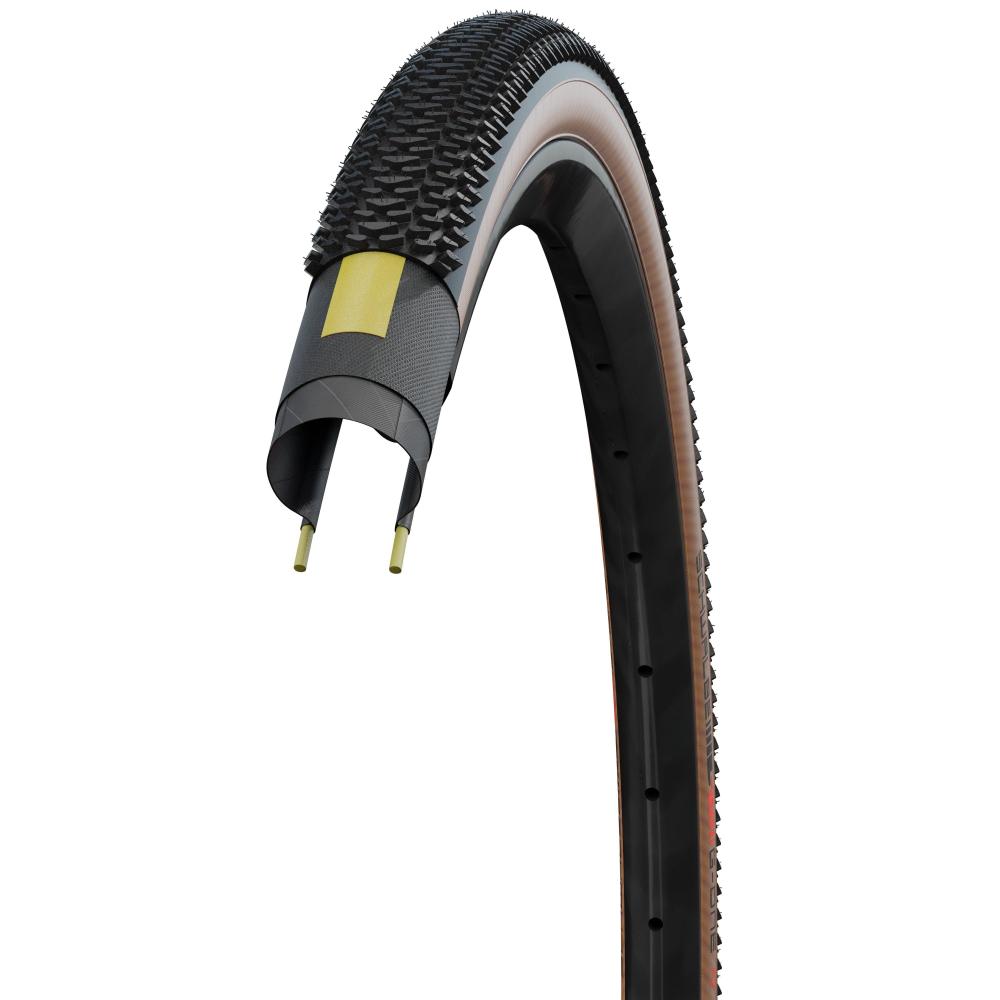 Schwalbe G-One R 28x1.50 Zoll (40-622) schwarz/braun, Tubeless Easy (TLE), faltbar, Super Race Karkasse, V-Guard Pannenschutz, Addix Race Compound, transparenten Seitenwänden, E-25 geeignet, HS610 Profil