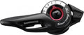 SHIMANO Schalthebel TOURNEY TZ SL-TZ500 6-fach, schwarz mit Ganganzeige 1-6 und rotem Einstellknopf.