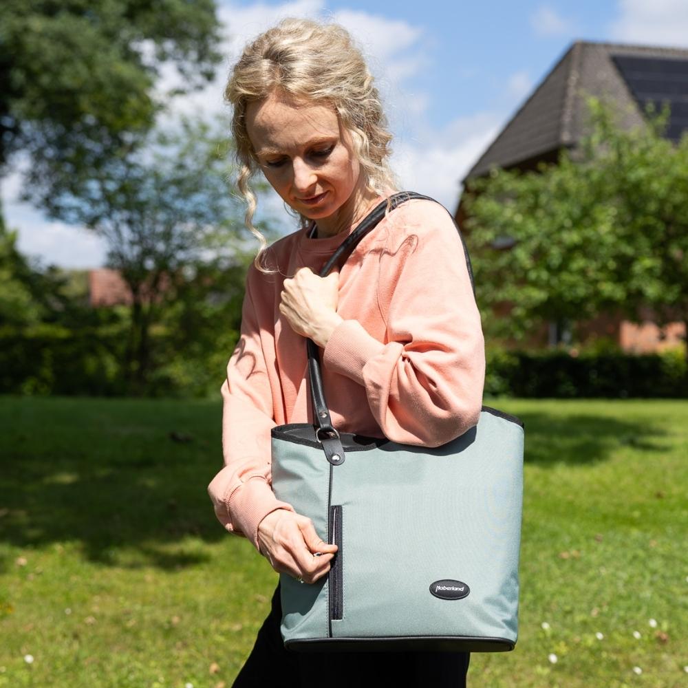 Haberland Lenkertasche Melanie salbei/schwarz - vielseitige Rucksack-Lenkertasche mit KLICKfix