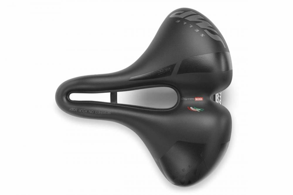 Schwarzer Selle SMP Martin Touring Large Fahrradsattel, ergonomisch, extra breit, handgefertigt in Italien, für City Trekking