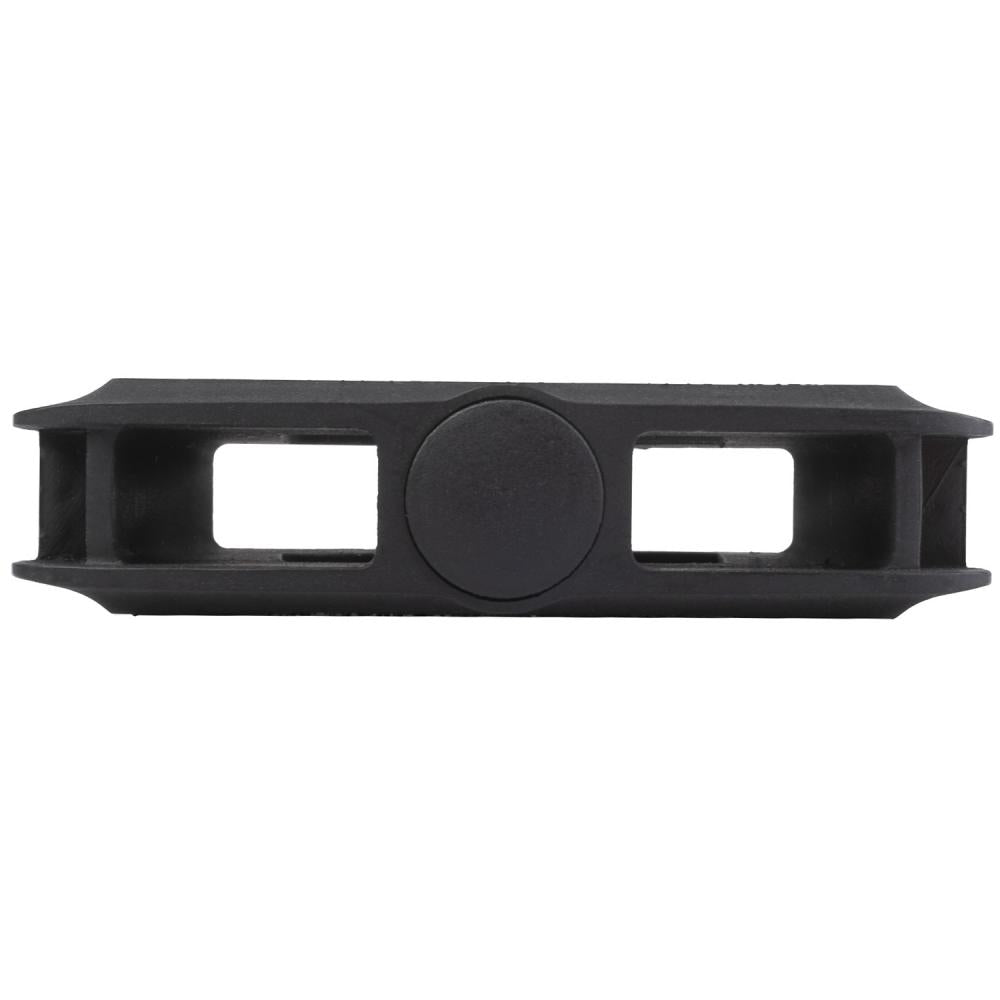 Seitenansicht des schwarzen M-WAVE Steady Flat Fahrradpedals aus Thermokunststoff mit integrierten Reflektoren.