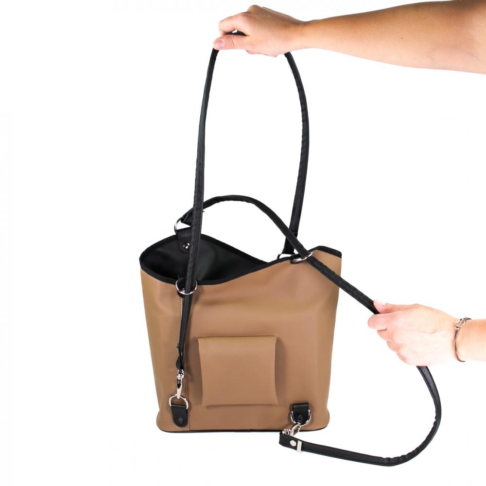 Haberland Lenkertasche Melanie hellbraun/schwarz beige - flexible Rucksack-Lenkerlösung