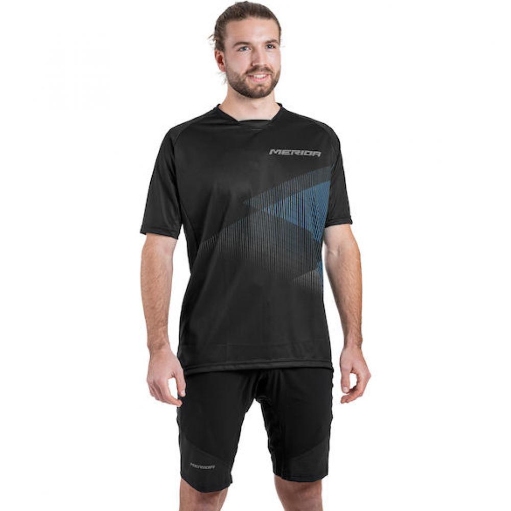 Merida Trikot MTB STRIPE S Schwarz/blau - robustes MTB-Trikot für Trail und Tour