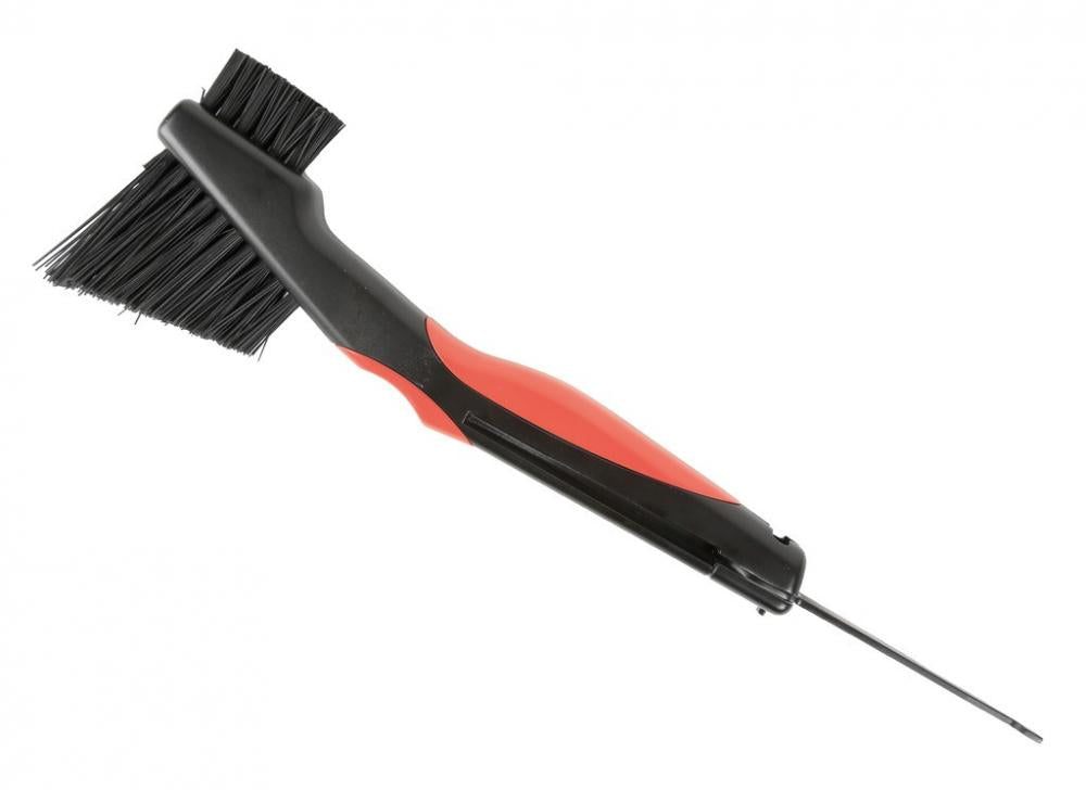 Zefal Bürste ZB Clean rot/schwarz für effektive Fahrradreinigung mit Borsten und integriertem Schmutzkratzer.