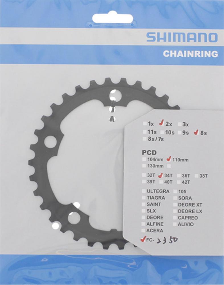 SHIMANO Kettenblatt FC-2350 34 Zähne Schwarz - präzise Schaltperformance für Rennrad und Fitnessbike