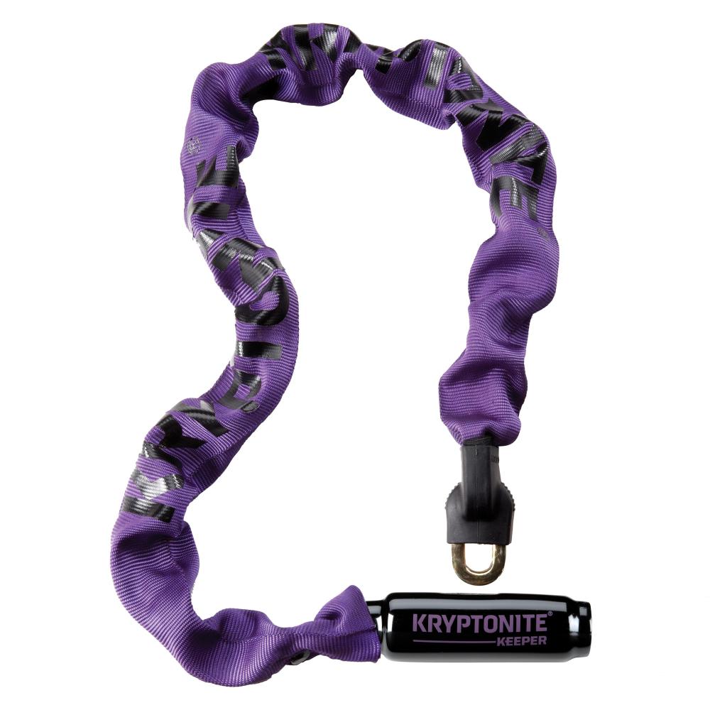 Lila Kryptonite Keeper 785 Kettenschloss (85cm, 7mm) aus Manganstahl mit Nylonhülle für Fahrräder.