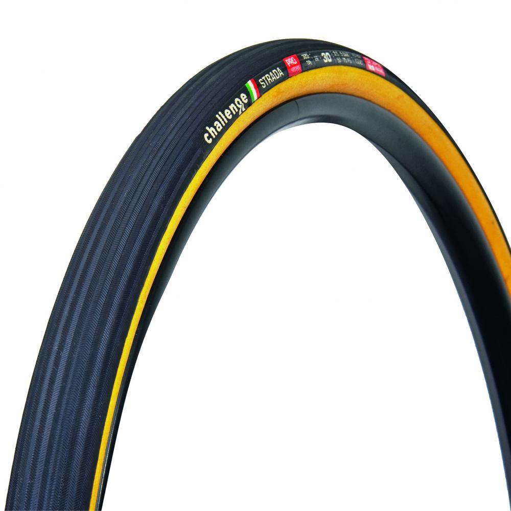 Challenge Road-Reifen Strada Pro Handmade Tubular 30-622 Schwarz/hellbraun - komfortabler Rennrad-Tubular mit Top-Grip