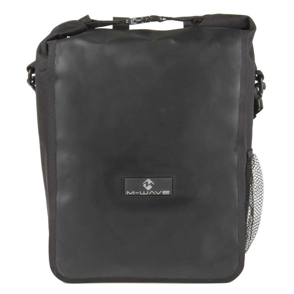M-Wave Seitentasche EDMONTON 16 Liter schwarz Fahrradtasche mit Logo.