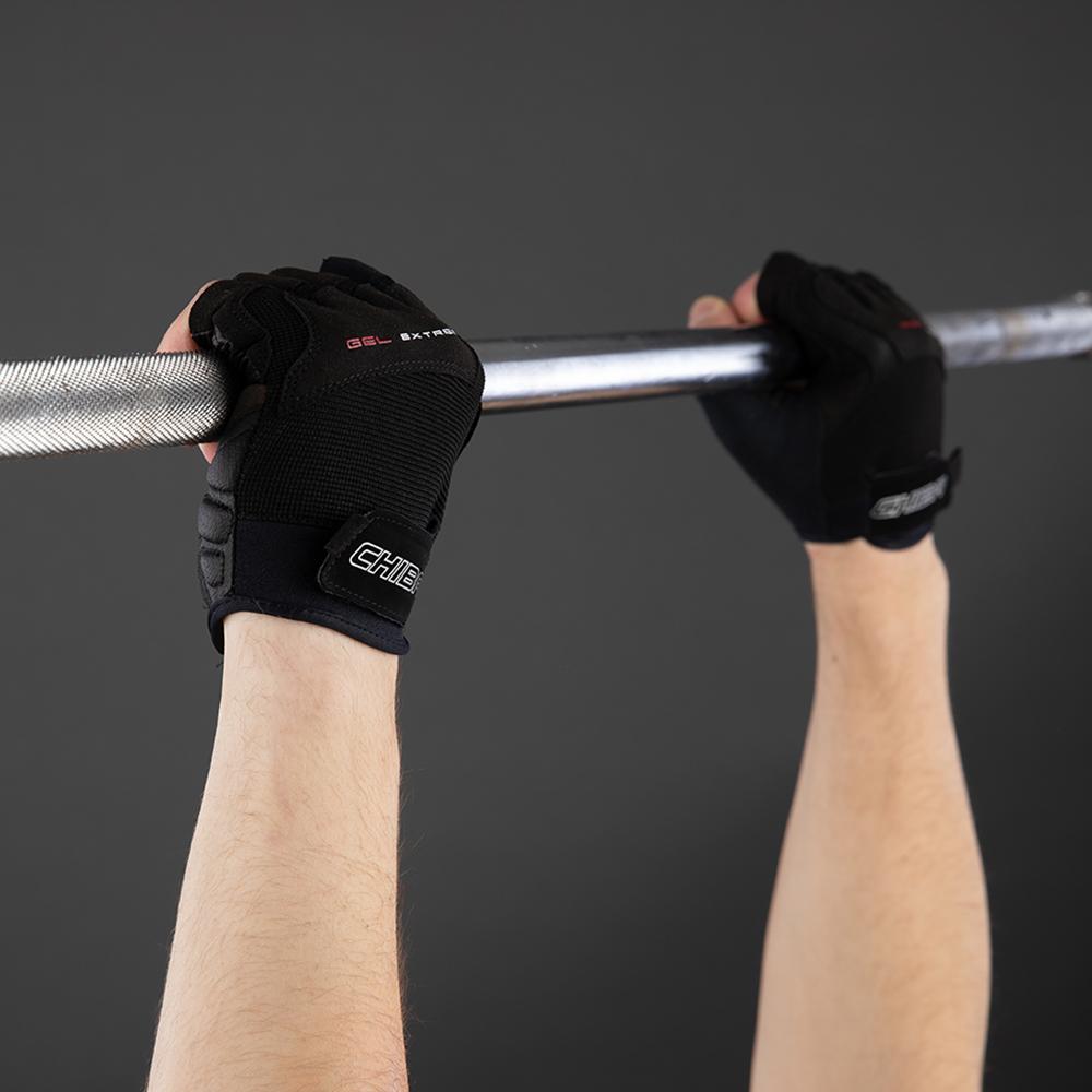CHIBA Gel Extrem Fahrradhandschuhe - schwarz - Größe XL - ergonomische Gelpolsterung - Digital Carbon Fibre - Quick-Pull