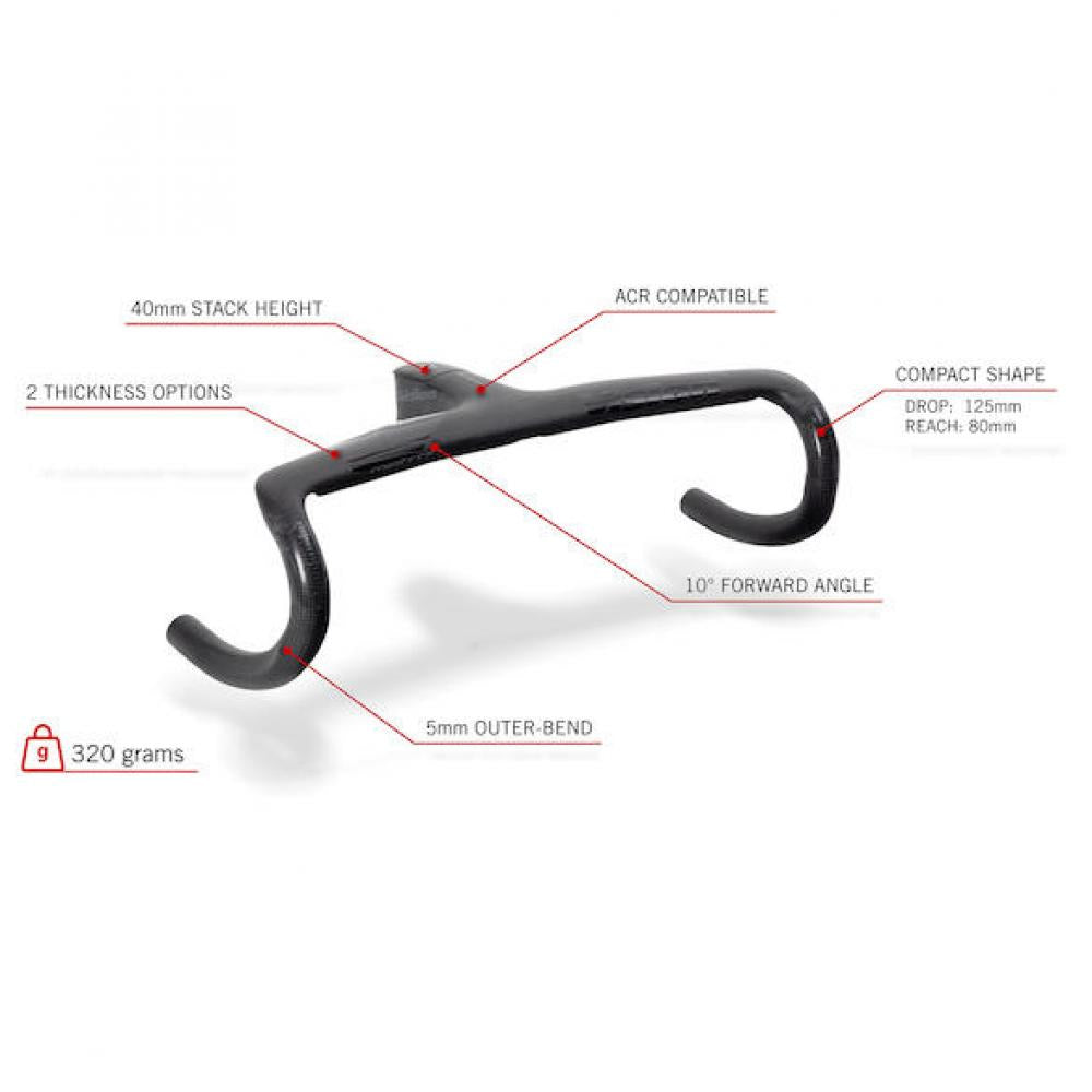 Vision Lenker Metron 5D ACR EVO 100 x 420 mm Schwarz - aerodynamisches Carbon-Cockpit