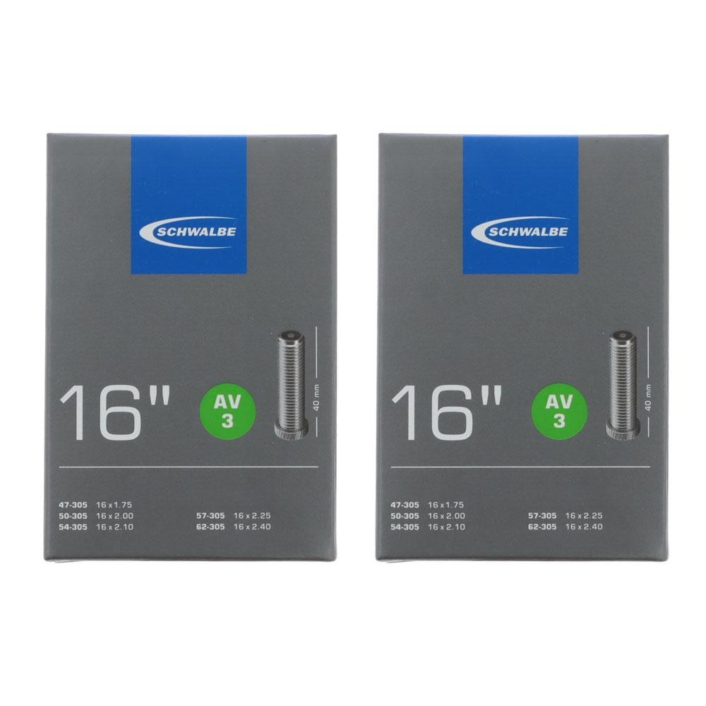 Schwalbe 2x Schlauch AV3 16 Zoll (47/62-305) mit 40mm Autoventil
