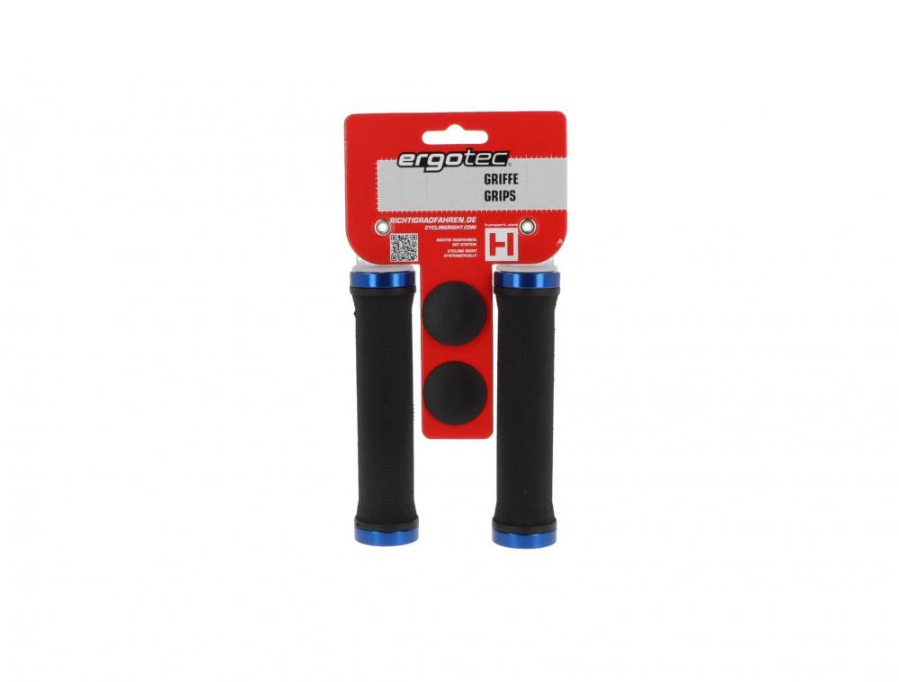 Ergotec Lenkergriffe Bilbao RSK-09/2 schwarz-blau. Ergonomische Fahrradgriffe für sicheren Halt.