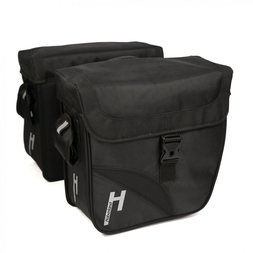 Haberland Doppeltasche 31l Carry On schwarz, geräumige Fahrradtasche für Alltag und Tour.
