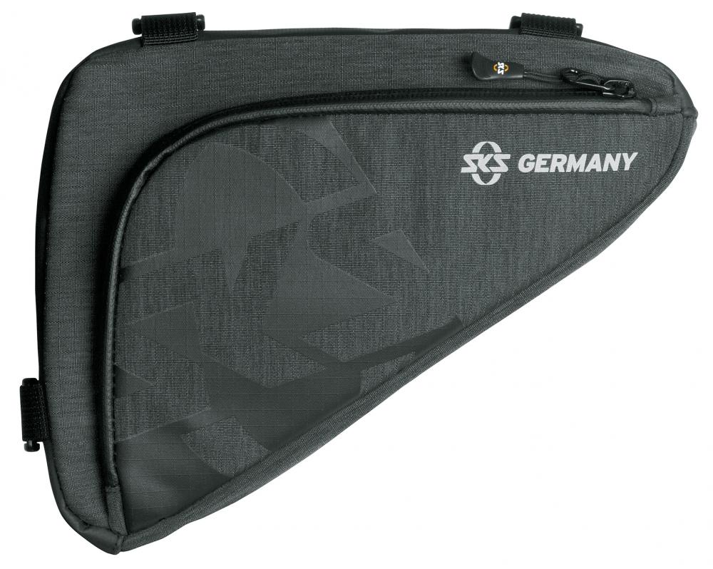 SKS Rahmentasche Traveller Edge schwarz - Wasserdicht, 1L Volumen, 250x60x170mm, ideal für Bikepacking und Alltag, robuste Reißverschlüsse, einfache Montage