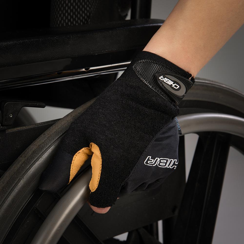 CHIBA Argon Kids - Kinder Rollstuhl-Handschuhe XXS schwarz, Gelpolster, Atmungsaktiv