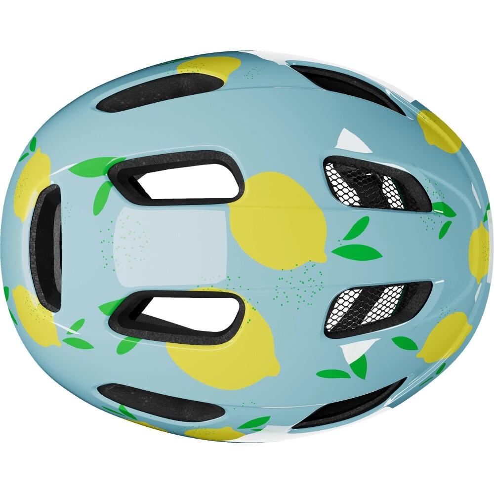 LAZER Pnut KinetiCore 2.0 Kinderhelm, hellblau mit Zitronenmuster, Insektennetz, Unisize 46-52 cm.