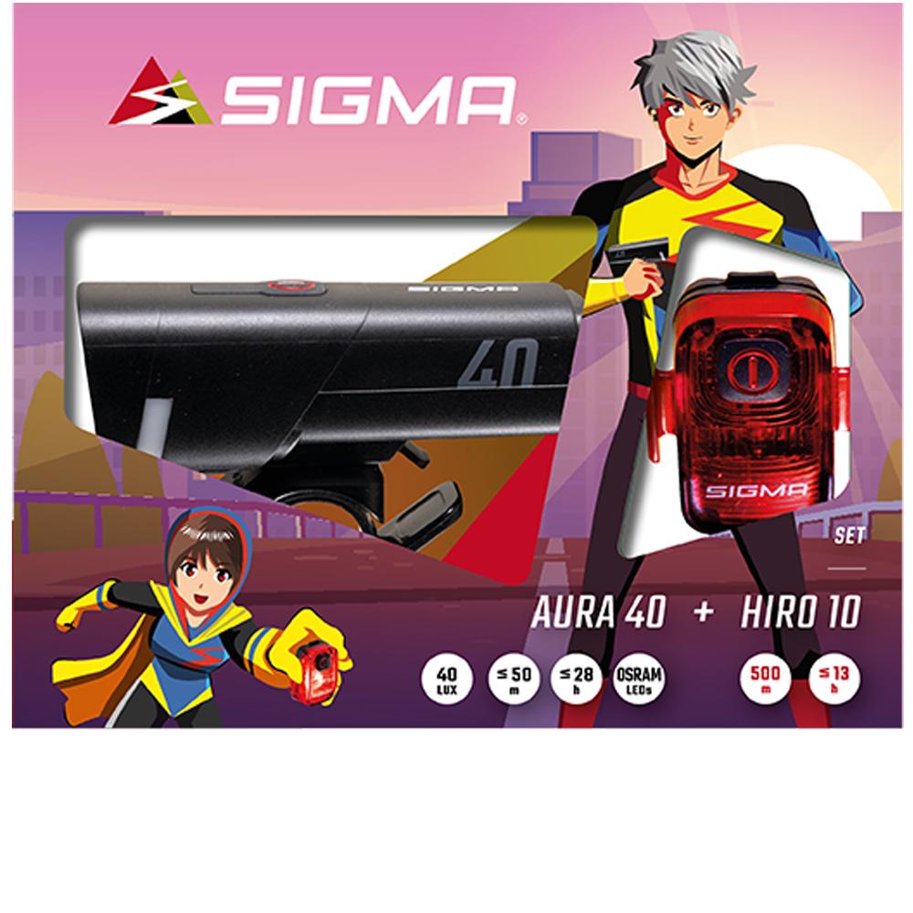 Sigma Licht AURA 40 & HIRO 10 USB-C Akku-Beleuchtungsset, 40 Lux - Sicherheit für Schulwege