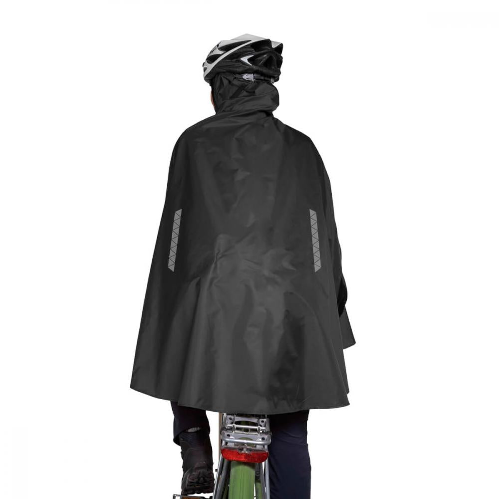 TATONKA Bike Poncho black Größe L - wasserdichter Fahrrad-Poncho aus recyceltem Polyester mit Sichtfenster, Reflektoren und praktischem Packbeutel