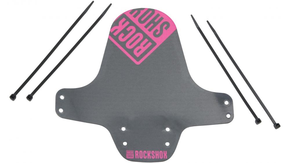 Rockshox VR Steckblech Fender schwarz magenta, MTB Schutzblech mit Kabelbindern zur Befestigung.