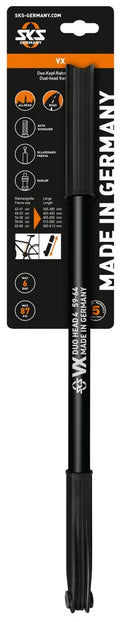 SKS Duokopf-Pumpe VX schwarz 510-560mm für DV/AV/SV Flexible Fahrradpumpe mit Headerkarte, ideal für RH 59-64cm