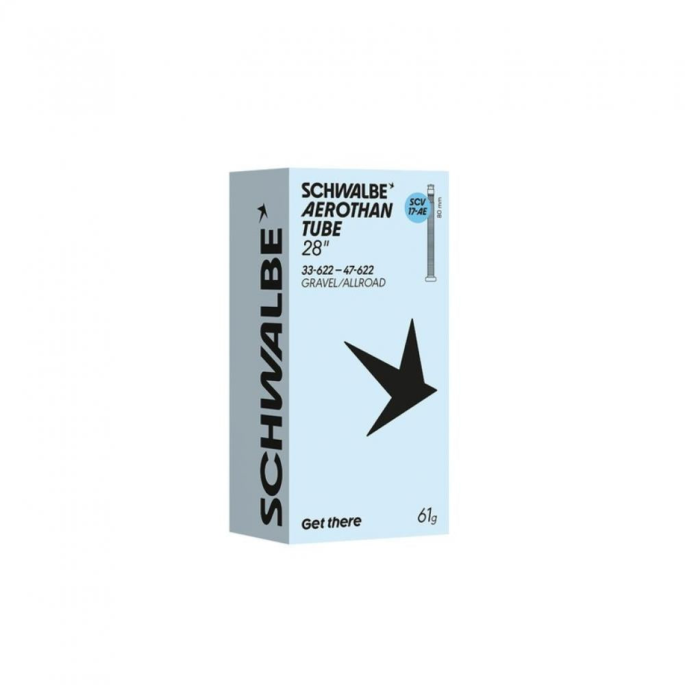 Schwalbe Aerothan 28 Zoll Fahrradschlauch SCV17 für Gravel und Allroad, ultraleichter Pannenschutz in der Verpackung.