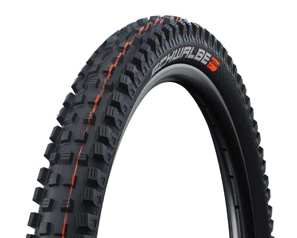 Schwalbe Magic Mary Reifen 27.5x2.60" schwarz, aggressives Profil mit orangefarbenen Akzenten, ADDIX SOFT, E-25.