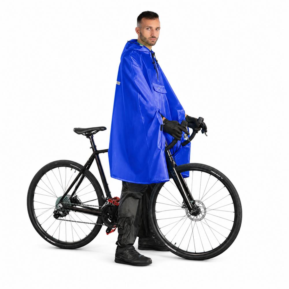 CHIBA Regenponcho - wasserdicht, winddicht, reflektierend, Größe M/L, royal