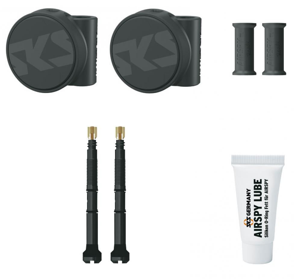 SKS Airspy TL Reifendruckkontrolle Set schwarz, Ventilanschluss SV Standard 60mm, Echtzeit-Drucküberwachung via Bluetooth/ANT+, ideal für Tubeless-Reifen