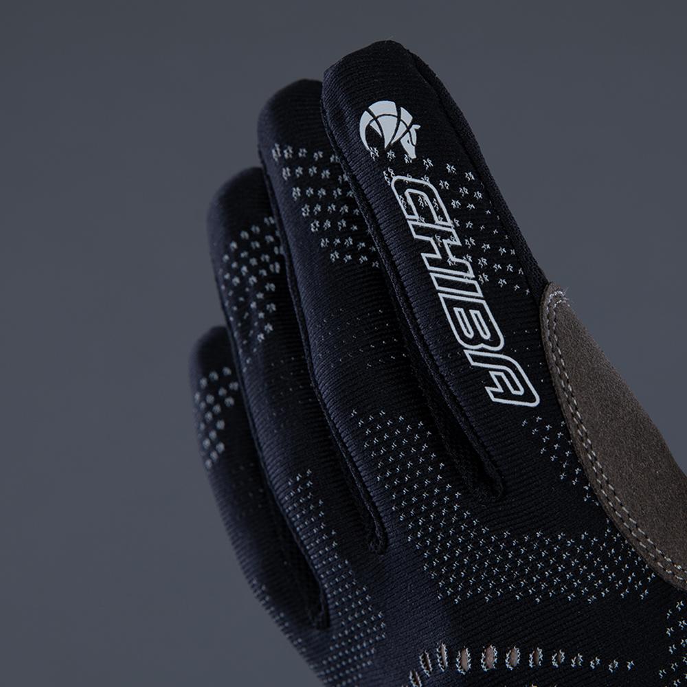 Chiba Gel Performer Radhandschuhe S schwarz mit Logo, Mustern und Gelpolster.
