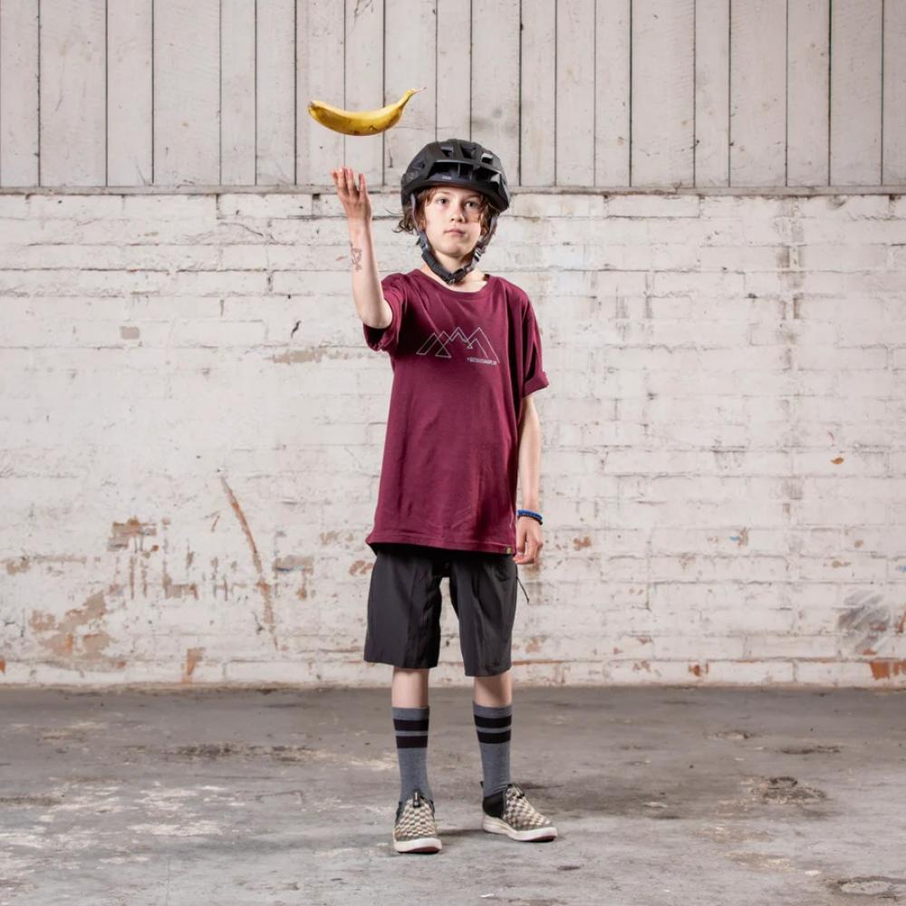IXS Sports Division iXS Flow Tech Kids Tee KM Raisin - funktionelles Kinder-Bikeshirt