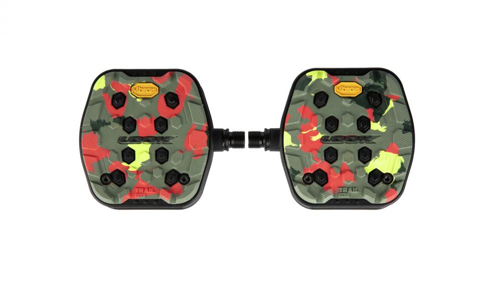 Look Trail Grip Camo Plattformpedale, Vibram Activ-Grip Connected Flat-Pedale 107×103 mm, Chromoly Achse