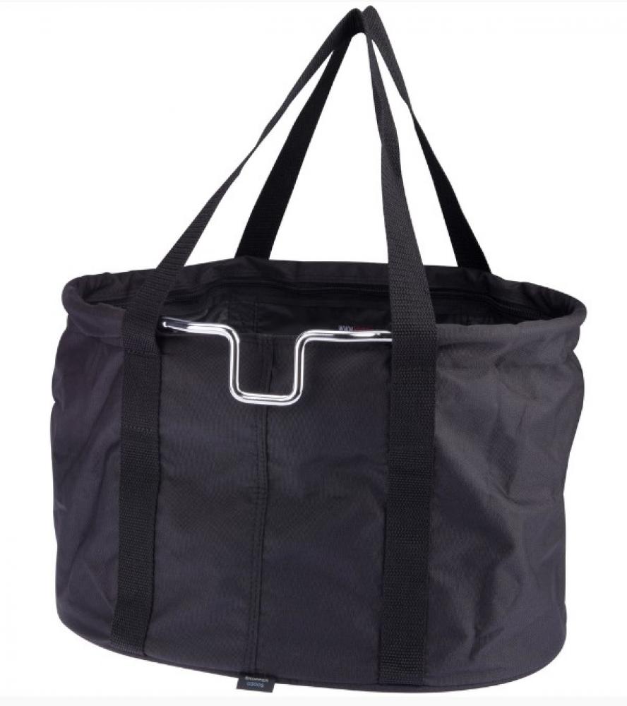 KLICKfix Korbtasche Shopper schwarz mit Tragegriffen und Befestigungsadapter, Maße 29 x 38 x 25 cm.