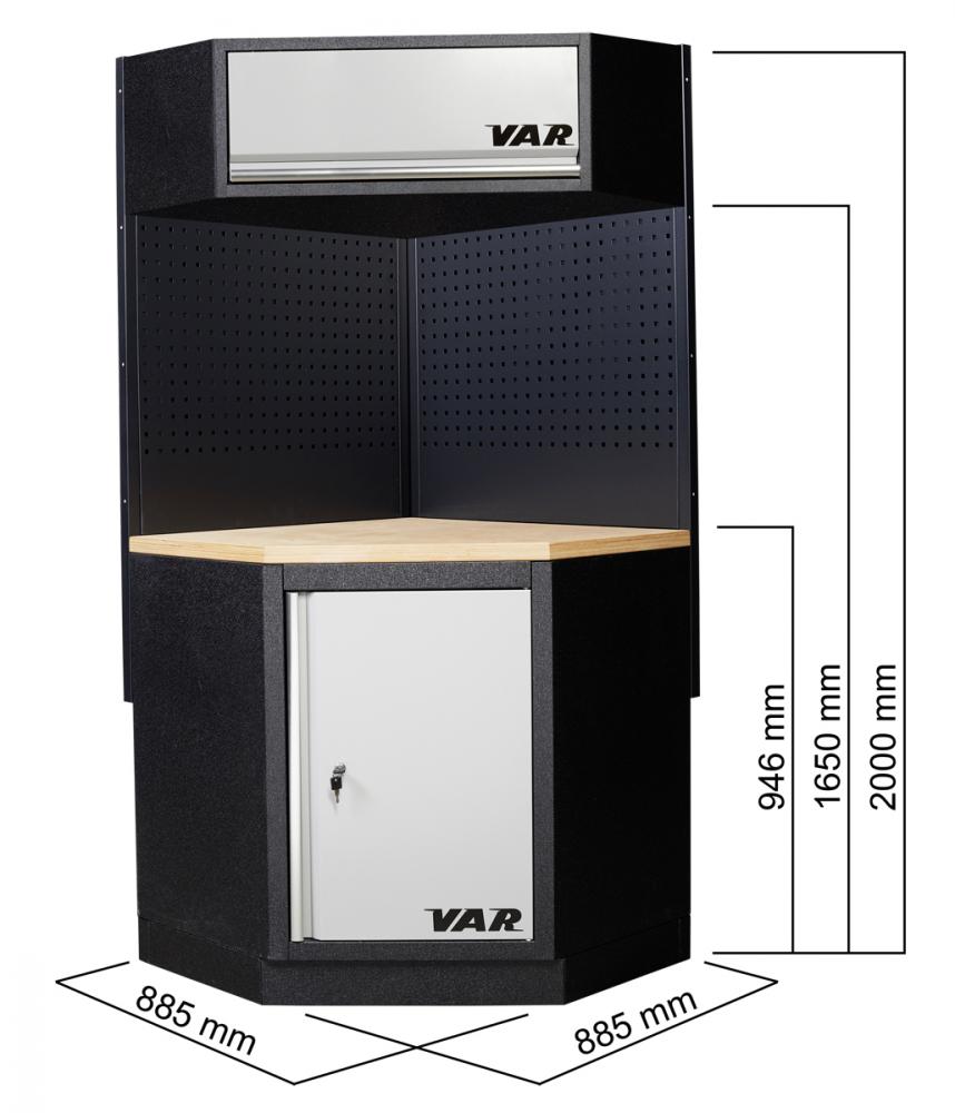 VAR Werkzeuglochwand MO-52232 für Eckschrank 1052, 800 schwarz - flexible Organisation