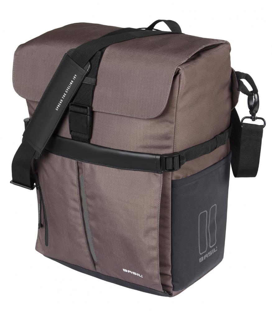 Basil Move MIK Studs Einzeltasche 15 Liter Braun - Wasserabweisende Fahrradtasche mit MIK-Befestigungssystem