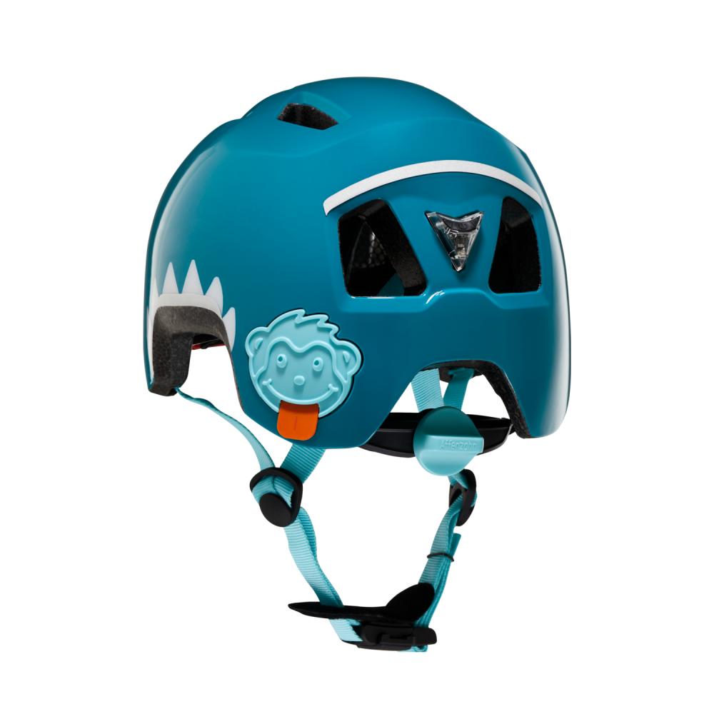 AFFENZAHN Helm Hai Petrol Größe M 50-56cm Kopfumfang mit Sicherheits-Rücklicht