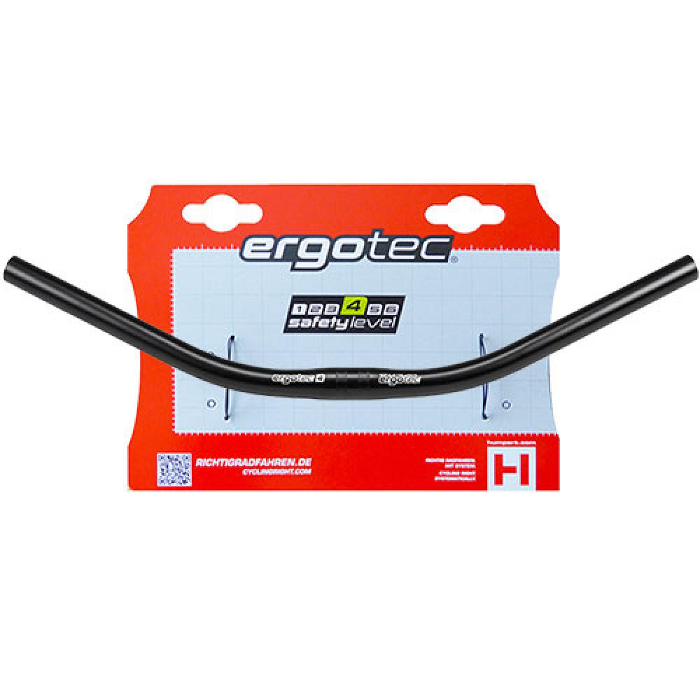 Schwarzer Ergotec Moon Fahrradlenker 25,4mm, 605mm auf Produktverpackung.