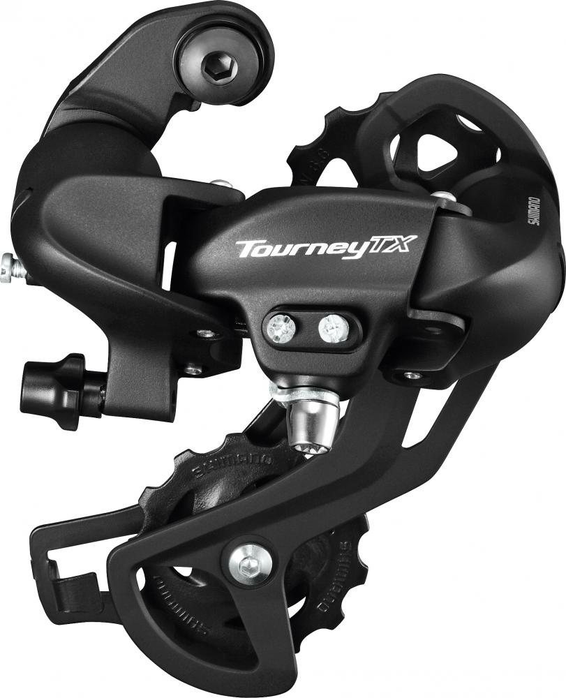 Schwarzes SHIMANO Tourney TX RD-TX800 Schaltwerk für 7-fach und 8-fach Fahrrad-Antriebssysteme.