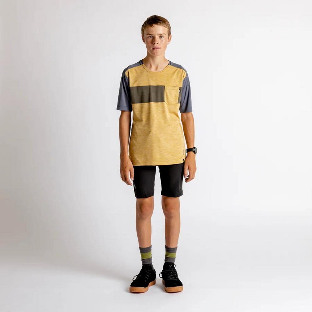 IXS Sports Division iXS Flow X Kids Short Sleeve Jersey KM Acacia / Charcoal - leichtes Kinder-Bikejersey