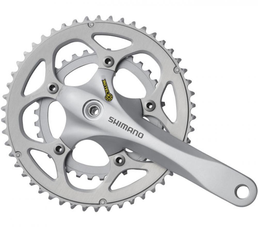 SHIMANO Kurbelgarnitur FC-R345 9-fach 170 mm 50-34 Zähne Silber - Effizienter Antrieb für Rennrad & Fitnessbike