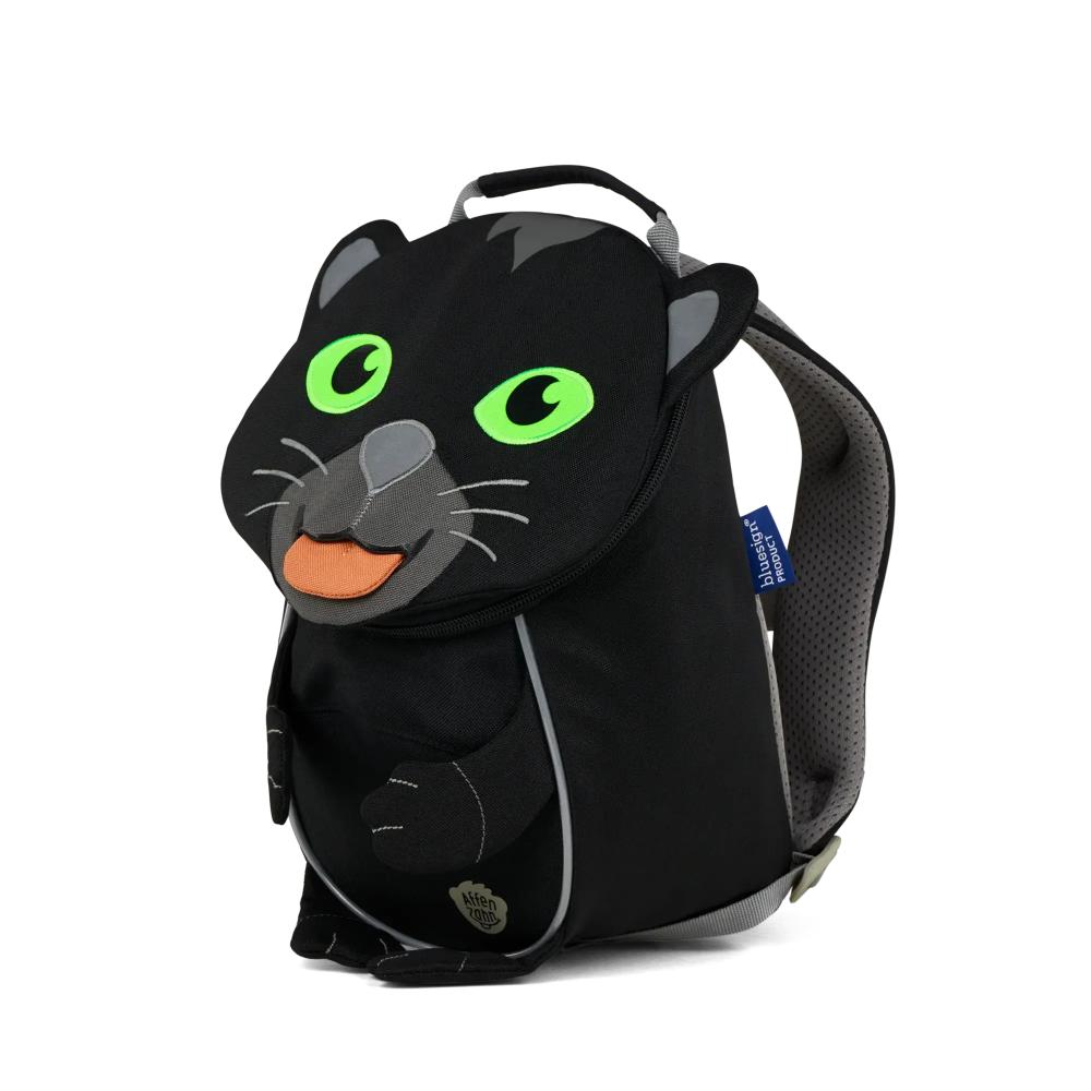Affenzahn Kinderrucksack Kleiner Freund Panther, 4 Liter, 250g, 17x11x25cm, recyceltes PET, höhenverstellbarer Brustgurt, Reflektoren, Stickereien