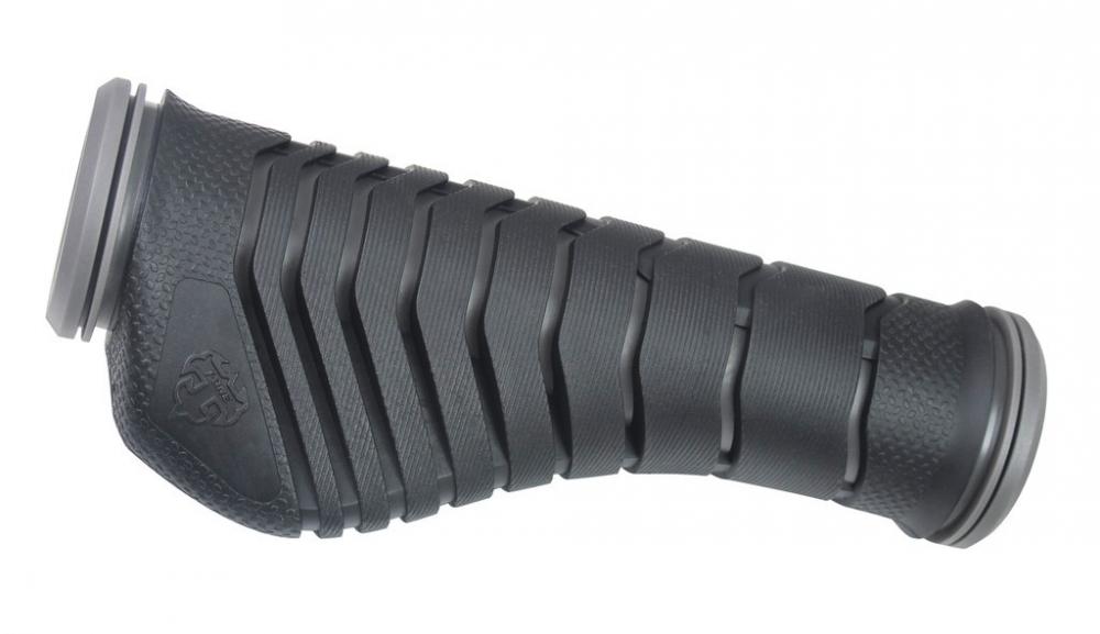 Schwarze/graue T-One Aero 130mm ergonomische Fahrradgriffe mit rutschfester Textur für Lenker.