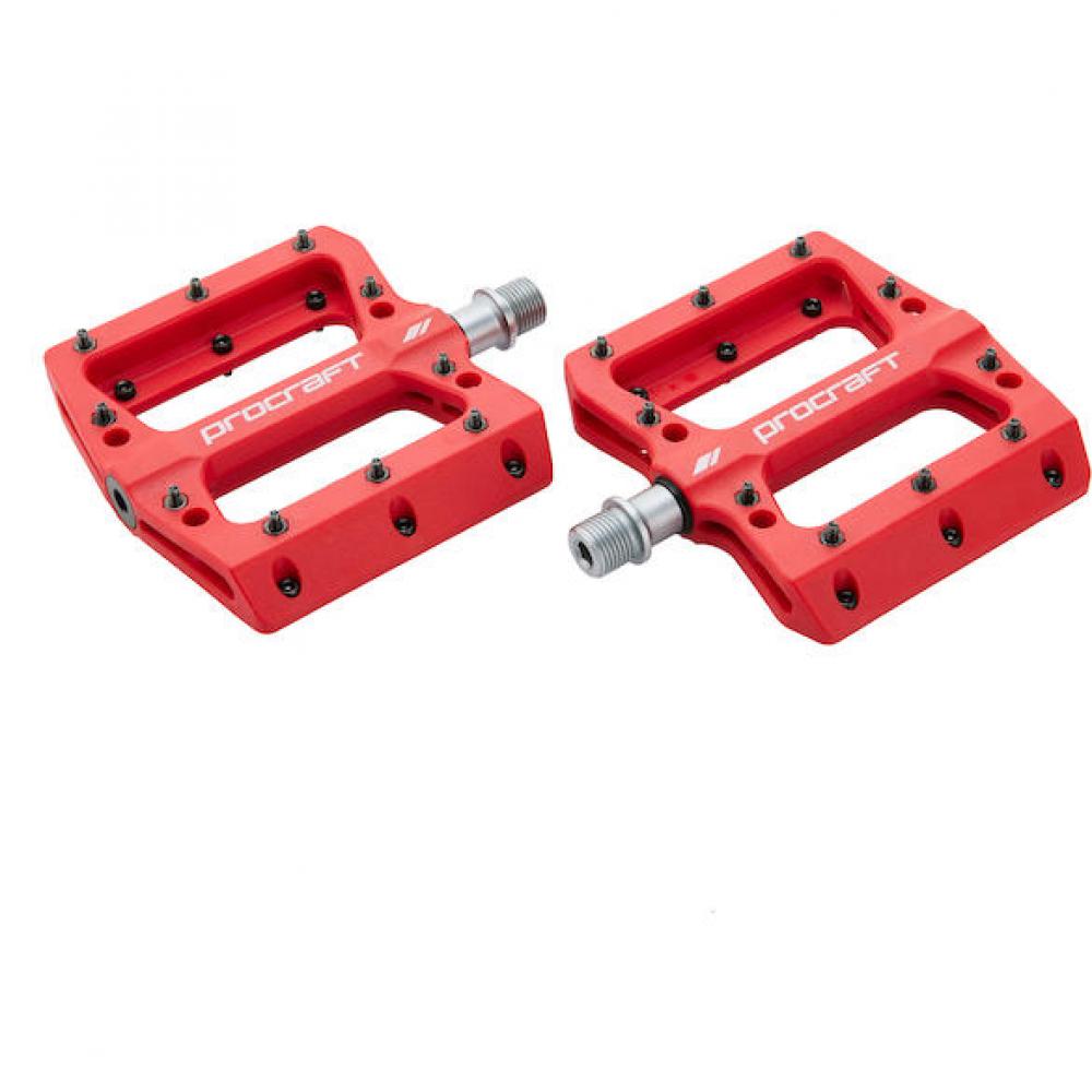 Procraft Pedale Flat Grip Essential Kunststoff 113 x 105 mm Rot - maximaler Grip und Kontrolle