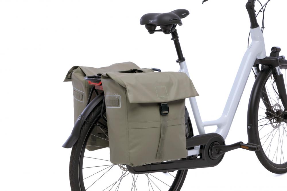 New Looxs Doppelpacktasche Leeds Double Taupe 2x 19,5 l - stilvolle, wetterfeste Gepäckträgertasche