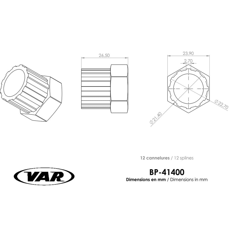 VAR Kompaktinnenlagerwerkzeug BP-41400 für Campagnolo Record, Chorus & Athena - Präzises Innenlager-Werkzeug