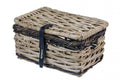 Basil Dijon S Rattan Vorderradkorb grau-schwarz mit Deckel, handgeflochten und robust.