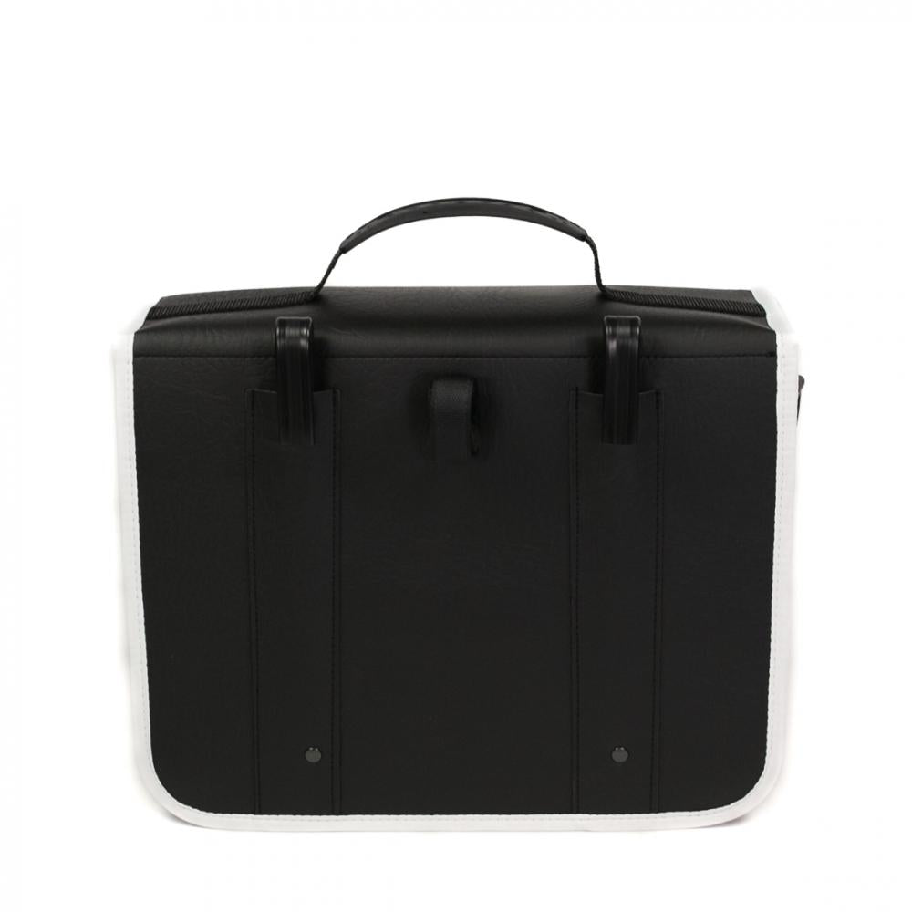 Haberland Einzeltasche Kunstleder 10l Retro schwarz/weiß - stilvolle Fahrradtasche mit Schultergurt