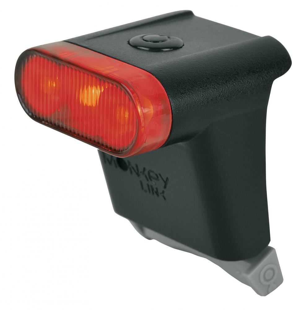 Schwarzes MonkeyLink Rücklicht Sport Recharge mit rotem LED-Glas und magnetischer Halterung für Fahrräder.